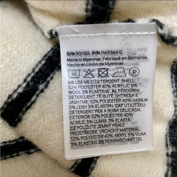 H&M Cream Black Striped Short Sleeve Knit Sweater Small - Picture 11 of 12